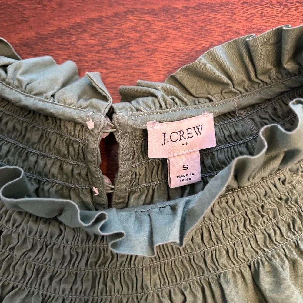 J. Crew Olive Ruffled Blouse - Picture 3 of 3
